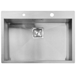 سینک ظرفشویی مدرن استیل توکار کوچک اخوان تک لگنه چپ و راست بدون سینی و عرض 50 و طول 77 سانتیمتر