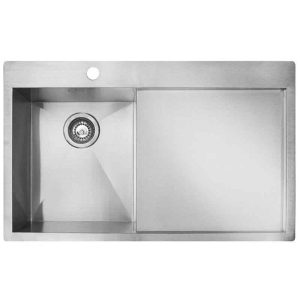 سینک ظرفشویی مدرن استیل توکار کوچک اخوان تک لگنه چپ و راست با سینی و عرض 50 و طول 80 سانتیمتر