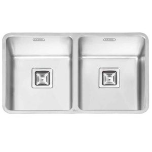 سینک ظرفشویی مدرن استیل توکار باکسی کوچک ایلیا استیل دو لگنه چپ و راست بدون سینی و عرض 44 و طول 75 سانتیمتر