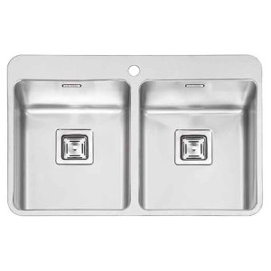 سینک ظرفشویی مدرن استیل توکار کوچک ایلیا استیل دو لگنه چپ و راست بدون سینی و عرض 50 و طول 77 سانتیمتر
