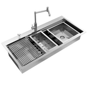 سینک ظرفشویی مدرن استیل توکار باکسی بنتو تک لگنه چپ و راست بدون سینی و عرض 50 و طول 100 سانتیمتر