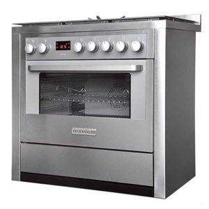 اجاق گاز مدرن مبله فردار 5 شعله استیل طوسی با تایمر سایز 85 و بزرگتر از 85 سانتیمتر برند دوو