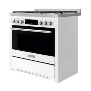 اجاق گاز مدرن مبله فردار 5 شعله استیل سفید با تایمر، گرم کن و پنل لمسی سایز 85 و بزرگتر از 85 سانتیمتر برند دوو