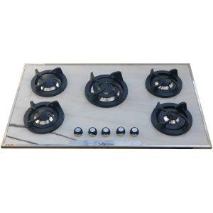 اجاق گاز مدرن صفحه ای توکار 5 شعله سرامیکی سفید طرح سنگ با فندک اتوماتیک و ترموکوپل سایز 85 و بزرگتر از 85 سانتیمتر برند نوکرس