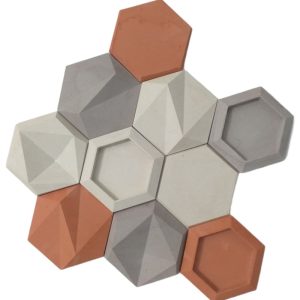 دیوارپوش تایل سنگ آنتیک بین کابینتی آشپزخانه طرح مدرن شش ضلعی طوسی قابل شست و شو