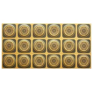 دیوارپوش کاشی بین کابینتی آشپزخانه طرح گل طلایی قابل شست و شو