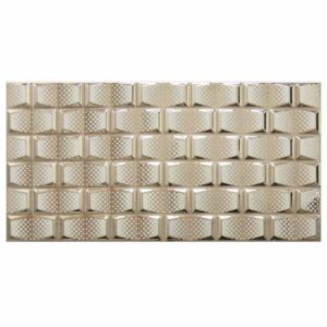 دیوارپوش کاشی بین کابینتی آشپزخانه طرح آجر نقره ای براق قابل شست و شو