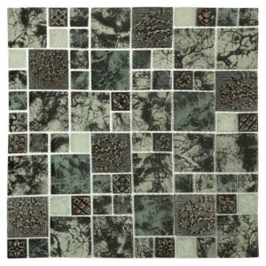 دیوارپوش کاشی بین کابینتی آشپزخانه طرح مدرن مربعی مشکی قابل شست و شو