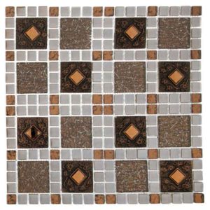 دیوارپوش کاشی بین کابینتی آشپزخانه قهوه ای روشن نگین دار قابل شست و شو