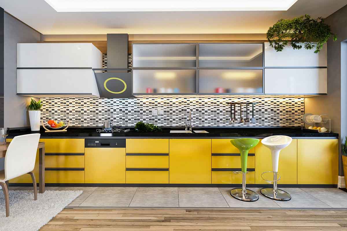 معرفی 6 ایده کاربردی برای اجرای کابینت زرد و سفید در آشپزخانه منزلتان!