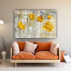 قیمت و خرید تابلو اتاق خواب دکوراتیو مدرن یک تکه، طرح گل های زرد، از جنس بوم، مخصوص نصب روی دیوار
