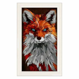 قیمت و خرید تابلو ویترای نقاشی روی شیشه یک تکه، طرح روباه در رنگ نارنجی، مخصوص نصب روی دیوار