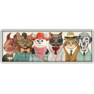 قیمت و خرید تابلو اتاق کودک و نوزاد پسرانه یک تکه، طرح گربه و سگ و خرگوش در رنگ سفید و آبی، از جنس پی وی سی و مخصوص نصب روی دیوار