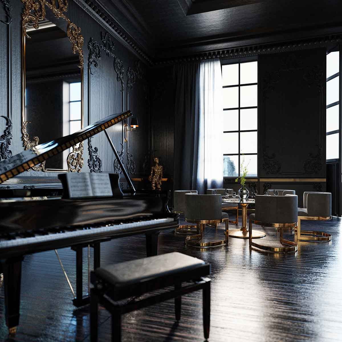 با دکوراسیون مشکی طلایی، یک خانه اسرارآمیز و لوکس داشته باشید!