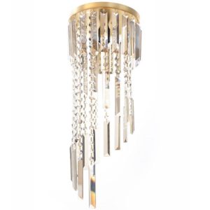 خرید و قیمت لوستر جدید ریسه ای نئوکلاسیک سقفی برای پذیرایی و نشیمن، مدل مارپیچ و در رنگبندی طلایی، سفید، مشکی و طوسی، با ارتفاع 60 سانتیمتر و قابلیت تعویض لامپ