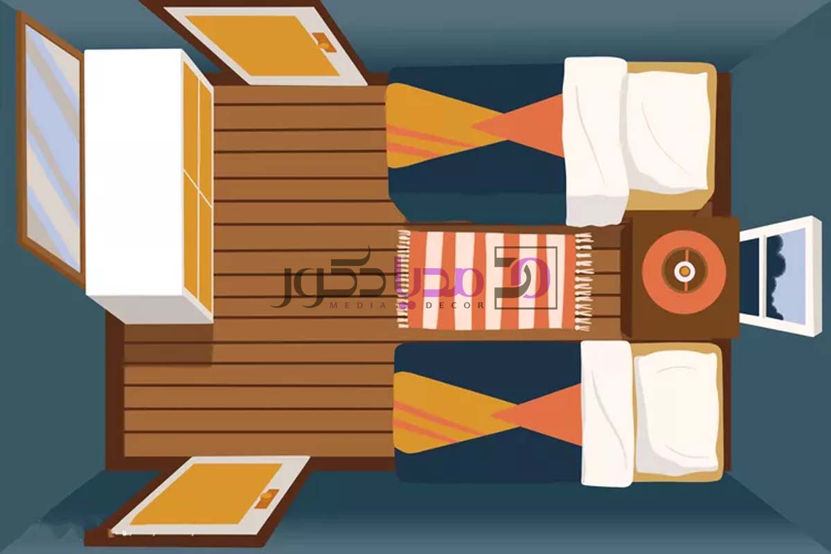 چیدمان اتاق خواب مشترک کودک با دو تخت یک نفره