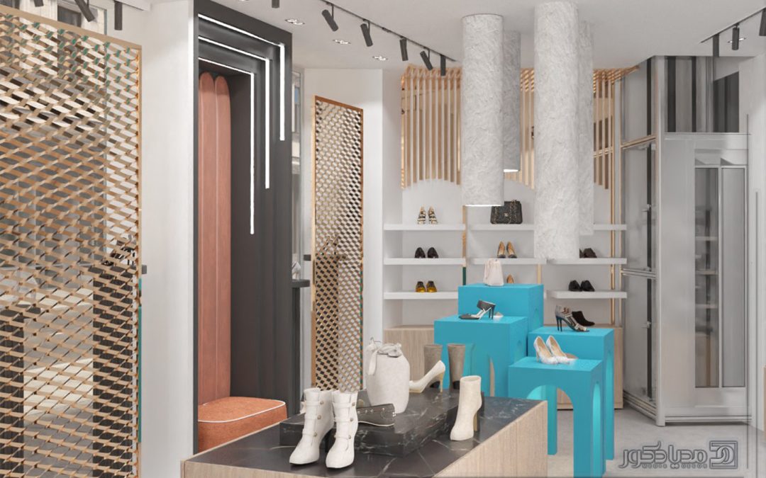 پروژه طراحی داخلی فروشگاه کفش دیار