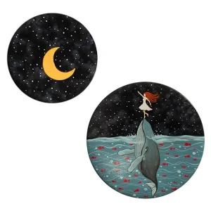 بشقاب دیوارکوب سفالی کد D96-A مجموعه 2 عددی