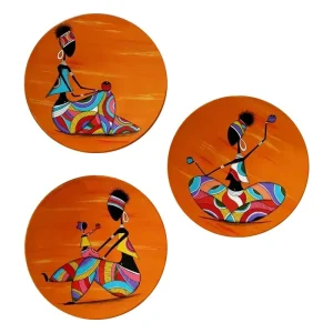 بشقاب دیوارکوب سفالی کد D90-A مجموعه 3 عددی