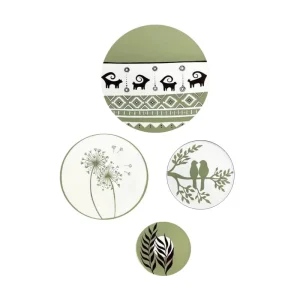 بشقاب دیوارکوب سفالی طرح مینیمال مجموعه 4 عددی