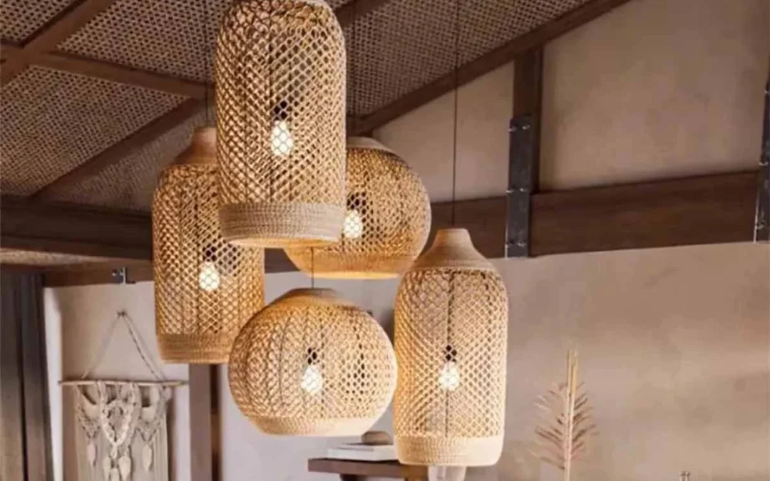 ایده های دکور لوستر حصیری