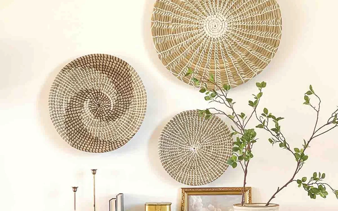 ترکیب دیوارکوب حصیری و گیاهان