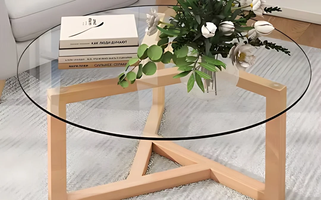 میز جلو مبلی چوبی و شیشه ای