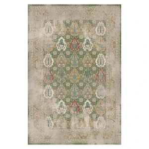 فرش ماشینی 700 شانه زمینه سبز حاشیه کرم کد 186