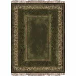 فرش ماشینی 1200 شانه فرش پردیسان دلیجان زمینه سبز حاشیه طلایی کد 1028b