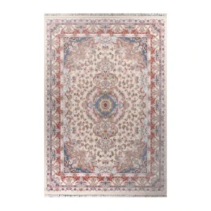 فرش ماشینی بهشتی مدل تبریز کد 1444 زمینه کرم