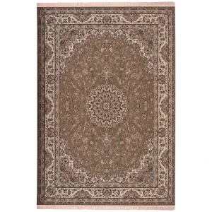 فرش ماشینی زمرد مشهد مدل BEJ007 زمینه بژ