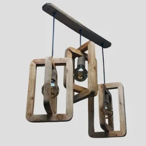 لوستر سه شعله مدل چوبی کد 0807