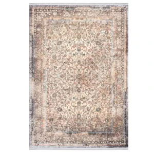 فرش ماشینی 1200 شانه محتشم زمینه خاکستری حاشیه خاکی مدل 2555009012