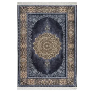 فرش ماشینی 1200 شانه محتشم زمینه خاکستری حاشیه خاکستری مدل 2555005064