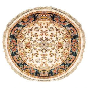 فرش ماشینی پرنا طرح بهار گرد زمینه کرم