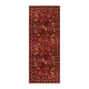 فرش ماشینی زانیس مدل کناره مدرن طرح سنتی زمینه قرمز