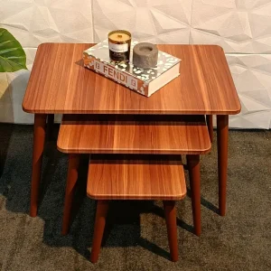 میز عسلی مستطیلی مدل لیون کد 325 مجموعه سه عددی