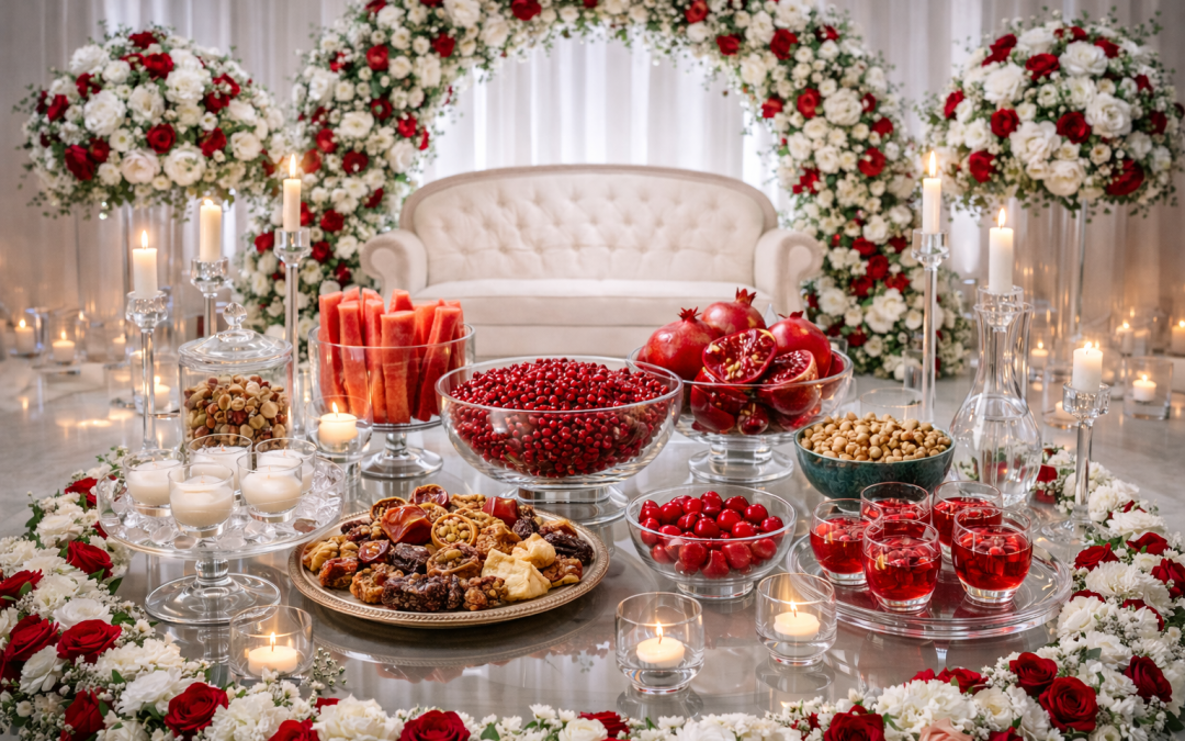 دیزاین میز شب یلدا عروس؛ شیک، خاص و به‌یادماندنی