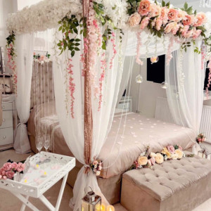 تزیین اتاق خواب عروس با استفاده از تور