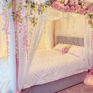 تزیین اتاق خواب عروس با تور