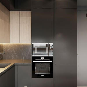 کابینت مدرن خاکتری و مشکی