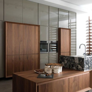 کابینت مدرن چوبی و رنگ طوسی