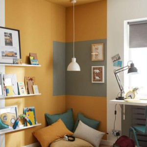 اتاق خواب نوجوان طوسی و زرد