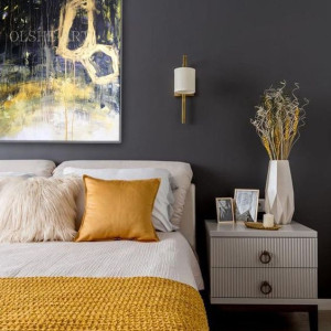 اتاق خواب طوسی و زرد خردلی