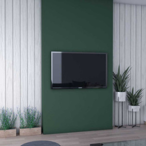 نقاشی دیوار پشت تلویزیون به رنگ سبز با طرح عمودی