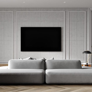 دکور دیوار پشت تلویزیون با قاب بندی کردن دیوار
