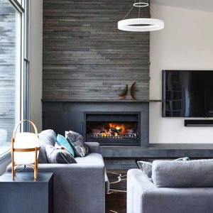 طراحی دیوار شومینه با سنگ