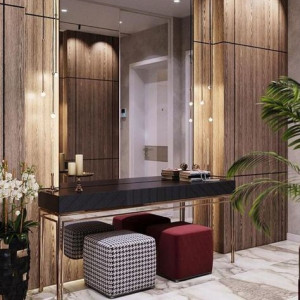 طراحی دیوار پذیرایی با آینه کاری