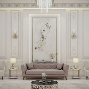 طراحی دیوار پذیرایی به سبک کلاسیک