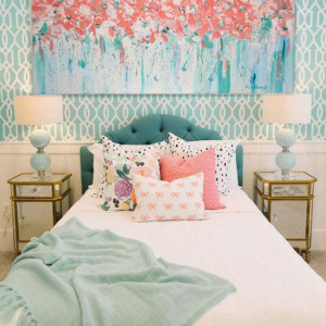 دیزاین اتاق خواب دخترانه صورتی و آبی